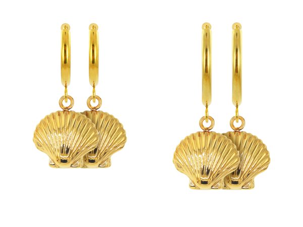 Créoles coquillage en acier inoxydable doré