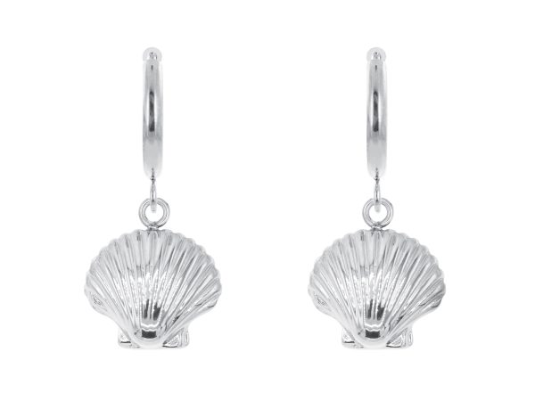 Créoles coquillage en acier inoxydable argenté