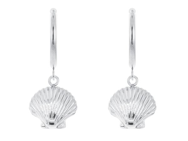 Créoles coquillage en acier inoxydable argenté