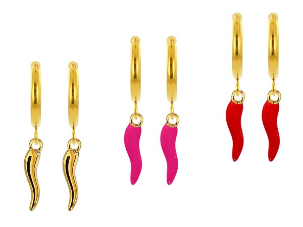 Créoles corne d'abondance en acier inoxydable doré