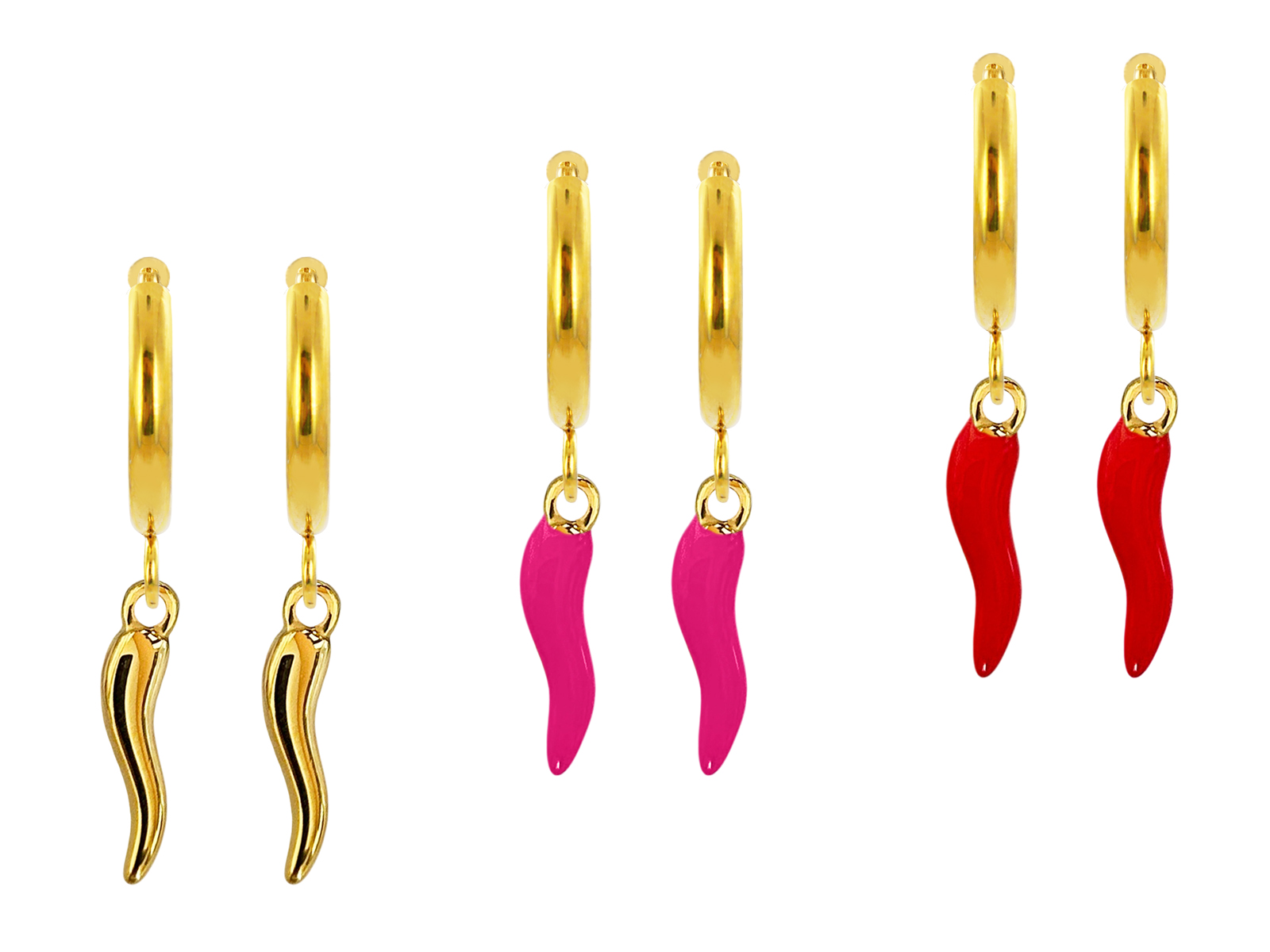 Créoles corne d'abondance en acier inoxydable doré