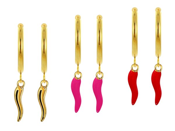 Créoles corne d'abondance en acier inoxydable doré