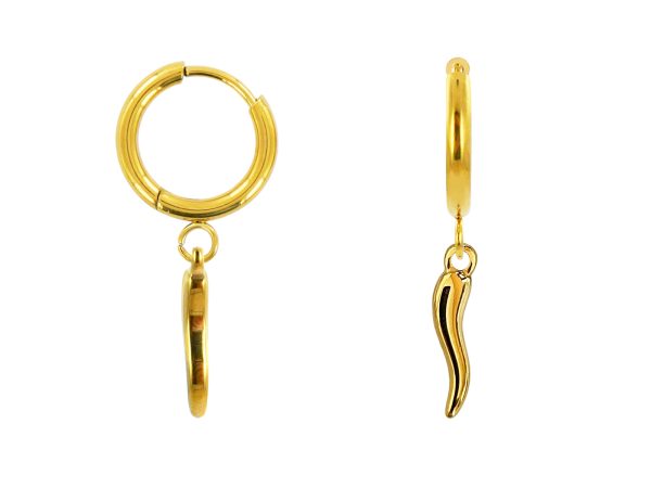 Créoles corne d'abondance en acier inoxydable doré