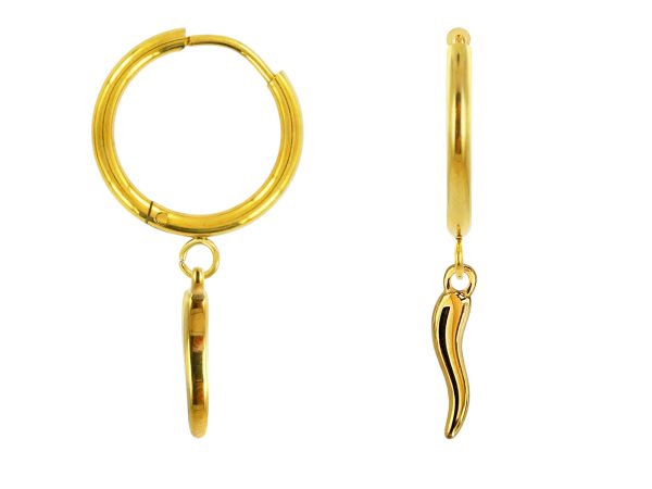 Créoles corne d'abondance en acier inoxydable doré