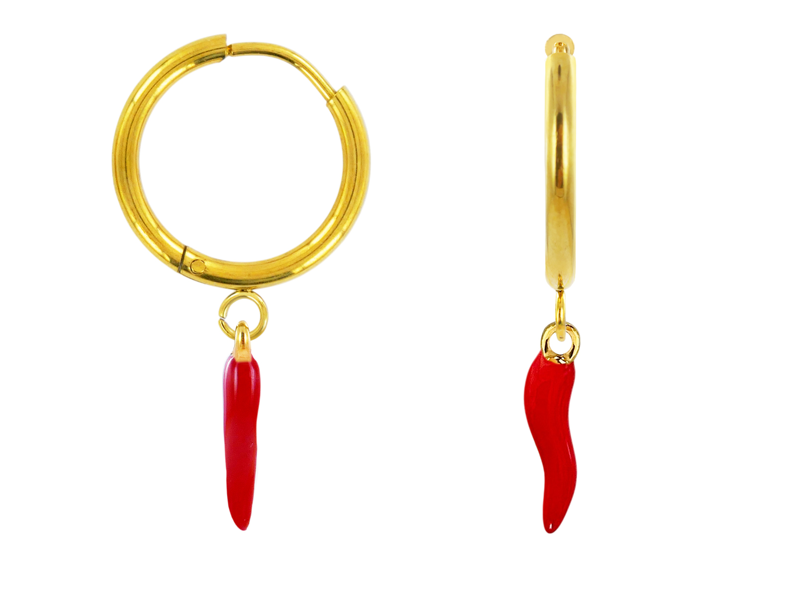 Créoles corne d'abondance en acier inoxydable doré