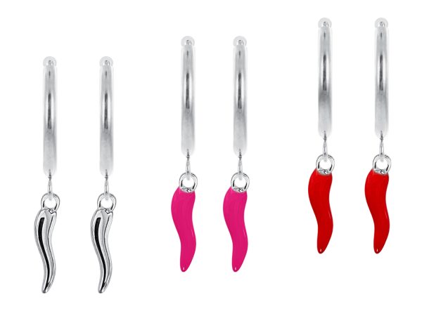 Créoles corne d'abondance en acier inoxydable argenté