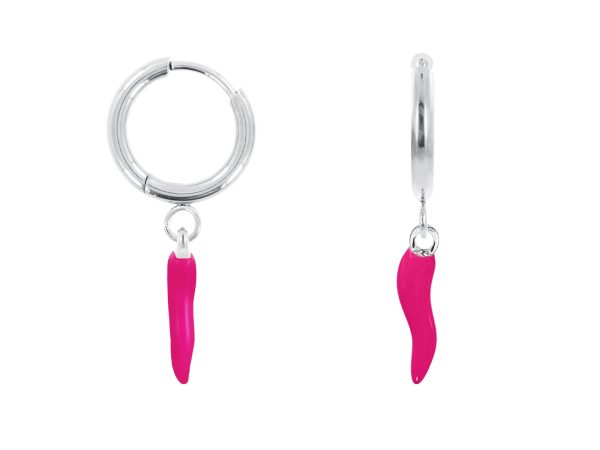 Créoles corne d'abondance en acier inoxydable argenté