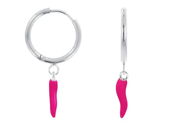 Créoles corne d'abondance en acier inoxydable argenté