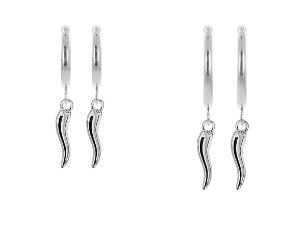 Créoles corne d'abondance en acier inoxydable argenté