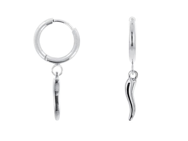 Créoles corne d'abondance en acier inoxydable argenté