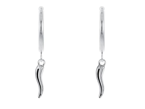 Créoles corne d'abondance en acier inoxydable argenté