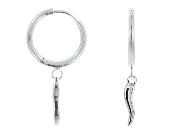 Créoles corne d'abondance en acier inoxydable argenté