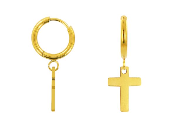 Créoles croix en acier inoxydable doré