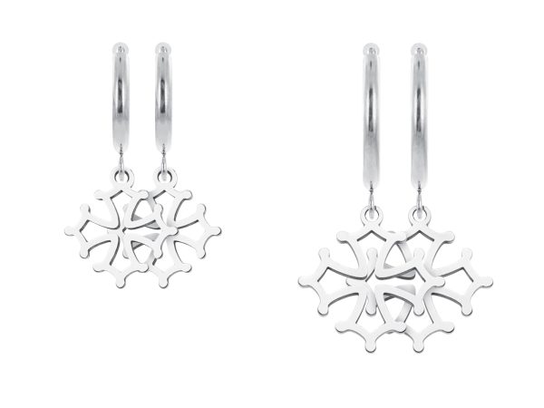 Créoles croix occitane en acier inoxydable argenté