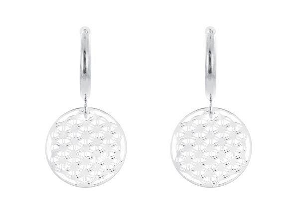 Créoles fleur de vie en acier inoxydable argenté