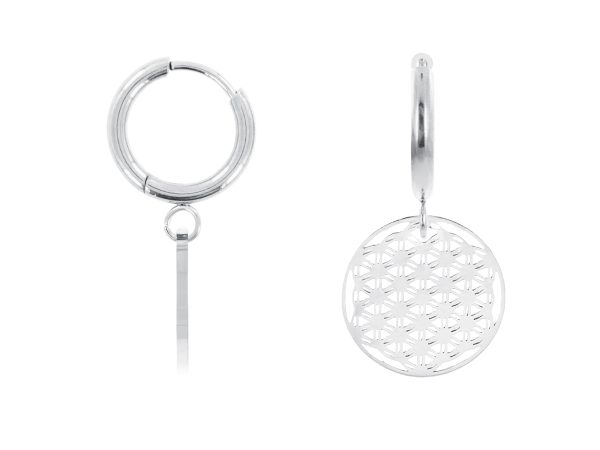 Créoles fleur de vie en acier inoxydable argenté