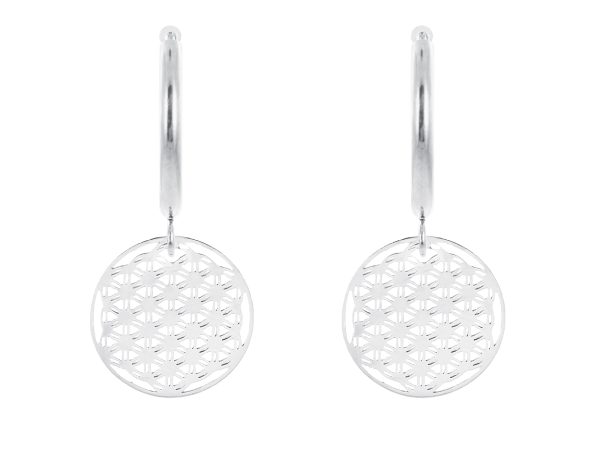 Créoles fleur de vie en acier inoxydable argenté