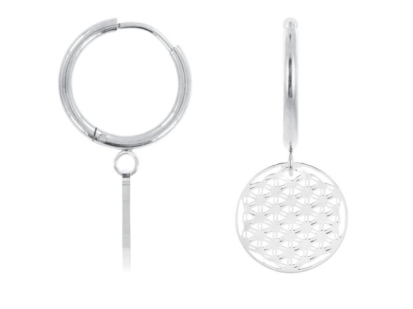 Créoles fleur de vie en acier inoxydable argenté