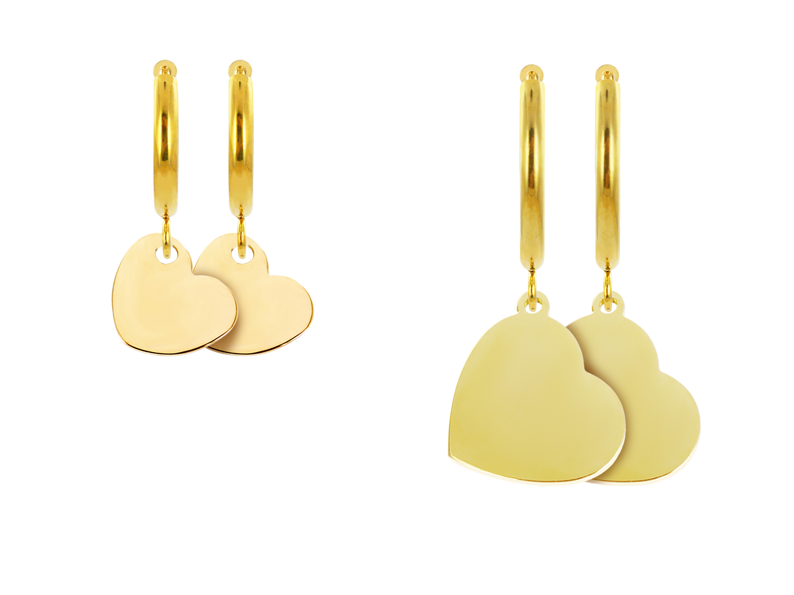 Créoles cœur en acier inoxydable doré