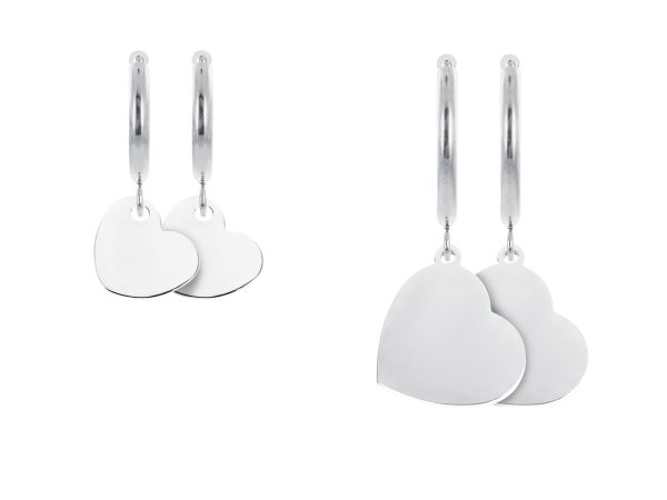 Créoles cœur en acier inoxydable argenté