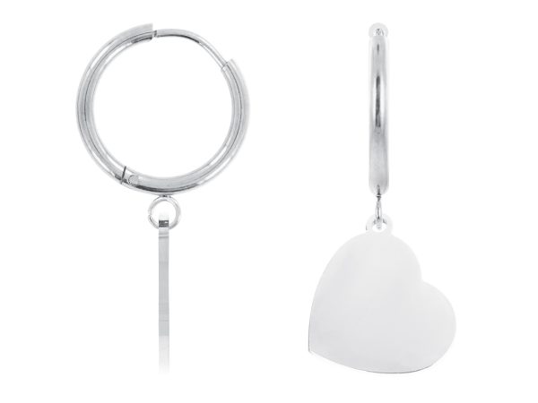 Créoles cœur en acier inoxydable argenté