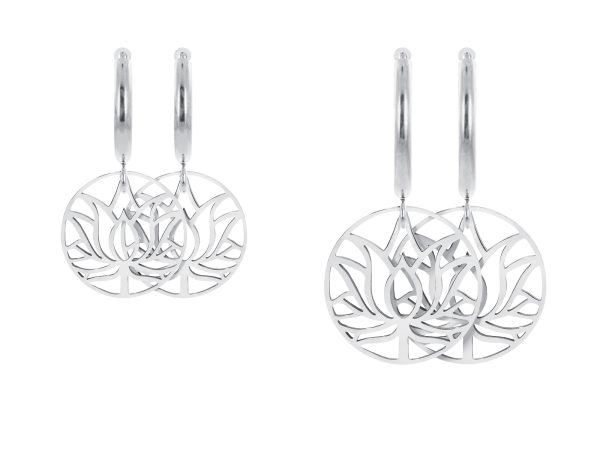 Créoles fleur de lotus en acier inoxydable argenté