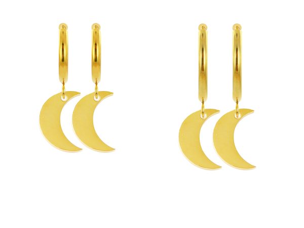 Créoles lune en acier inoxydable doré
