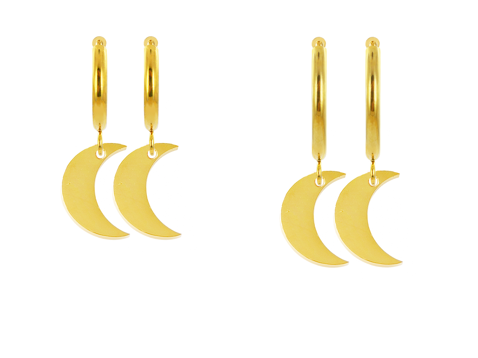 Créoles lune en acier inoxydable doré