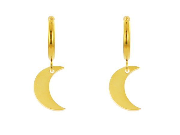 Créoles lune en acier inoxydable doré