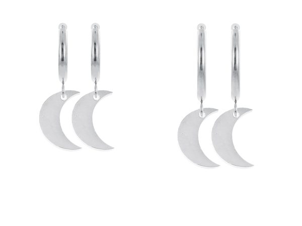 Créoles lune en acier inoxydable argenté