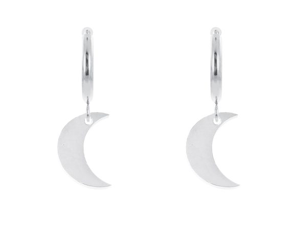 Créoles lune en acier inoxydable argenté