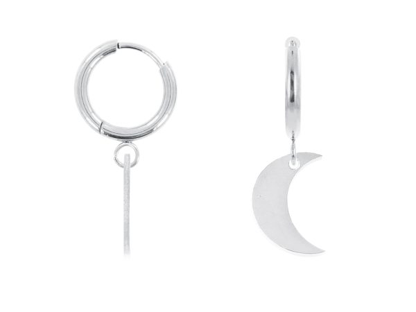 Créoles lune en acier inoxydable argenté