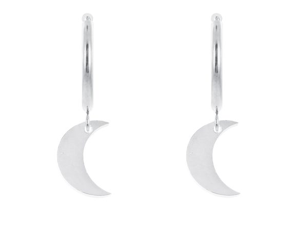 Créoles lune en acier inoxydable argenté