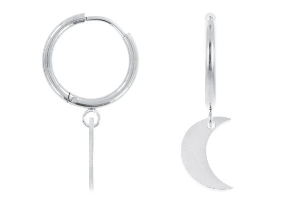 Créoles lune en acier inoxydable argenté