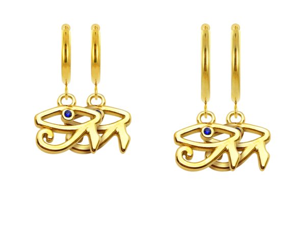 Créoles œil d'Horus en acier inoxydable doré