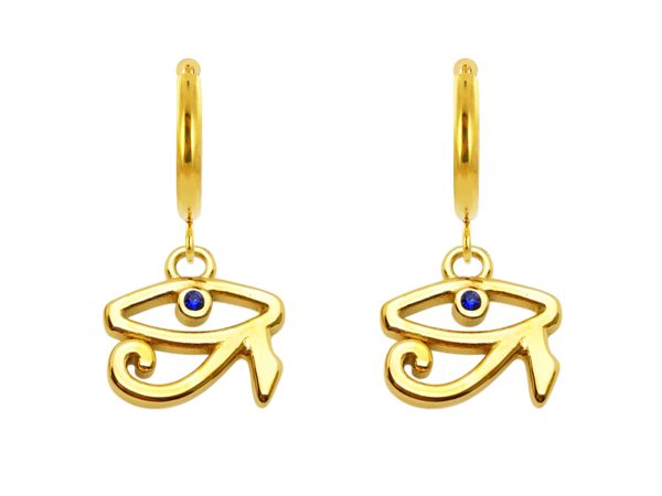 Créoles œil d'Horus en acier inoxydable doré