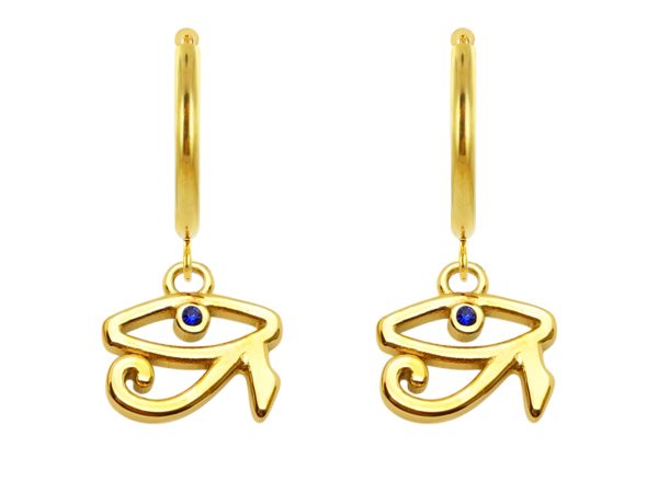 Créoles œil d'Horus en acier inoxydable doré