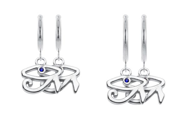 Créoles œil d'Horus en acier inoxydable argenté