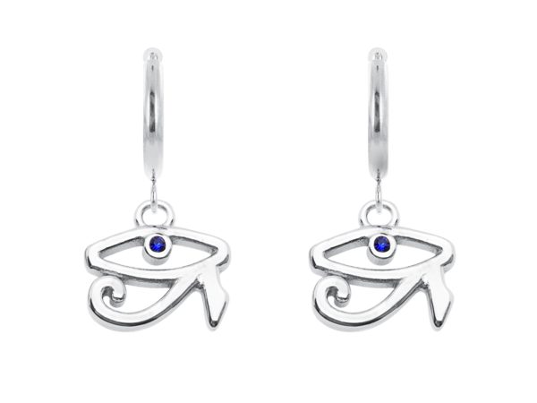 Créoles œil d'Horus en acier inoxydable argenté