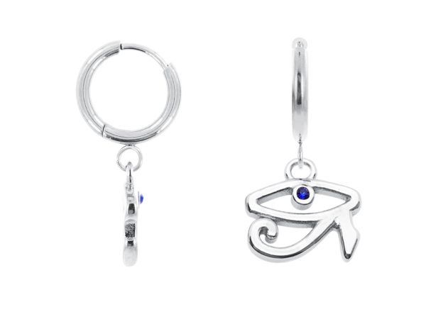 Créoles œil d'Horus en acier inoxydable argenté