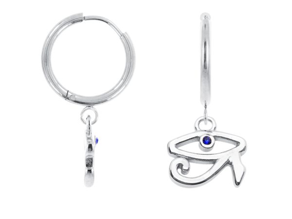 Créoles œil d'Horus en acier inoxydable argenté