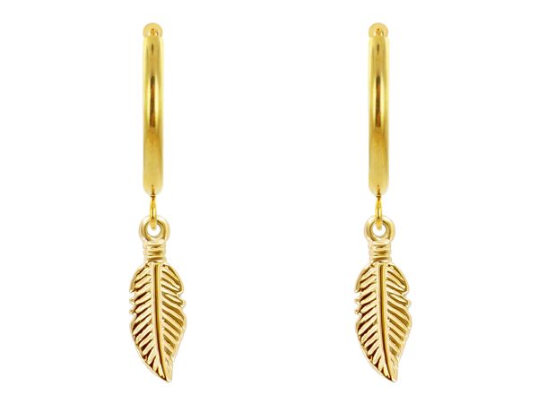 Créoles plume en acier inoxydable doré