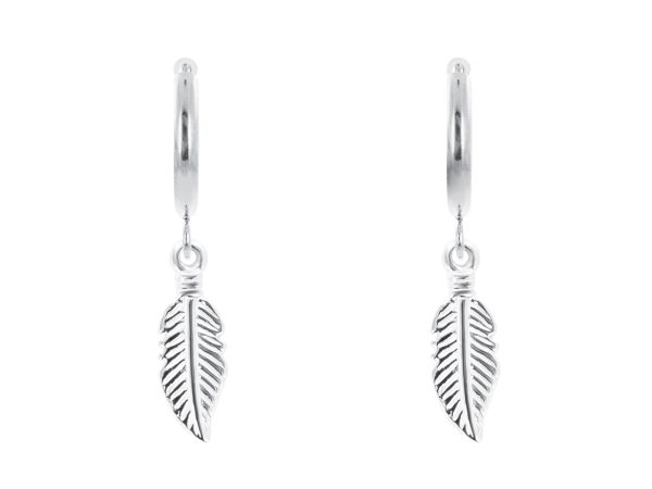 Créoles plume en acier inoxydable argenté