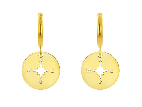 Créoles rose des vents en acier inoxydable doré