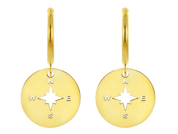 Créoles rose des vents en acier inoxydable doré