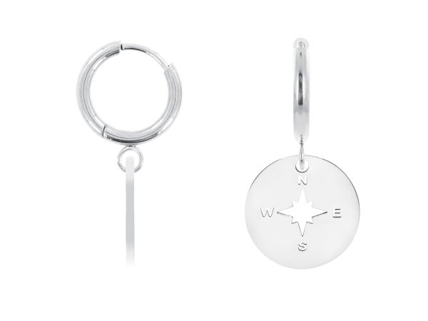 Créoles rose des vents en acier inoxydable argenté