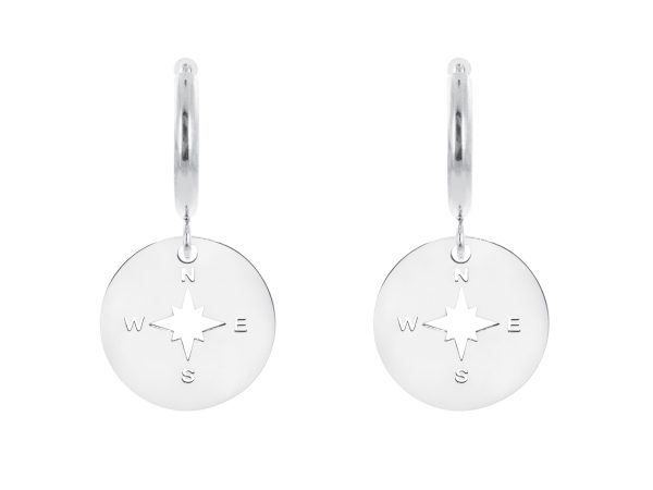 Créoles rose des vents en acier inoxydable argenté