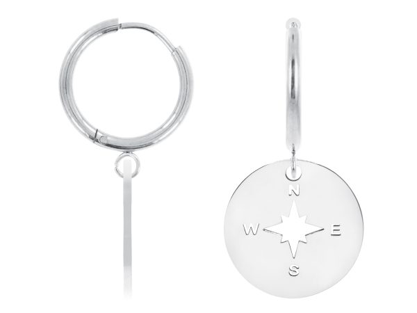 Créoles rose des vents en acier inoxydable argenté