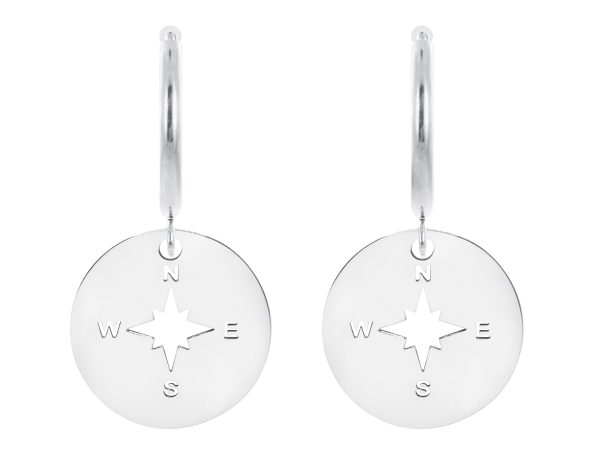 Créoles rose des vents en acier inoxydable argenté