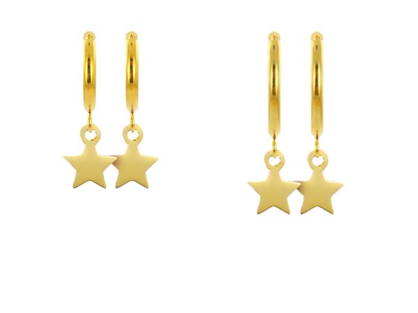 Créoles étoile en acier inoxydable doré